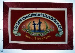 Svenska Skorstensfejeriarbetareförbundets avdelning 1, Stockholm. Fana. 
