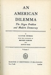 Titelsidan till Myrdals An American dilemma, vol 1.