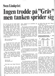 "Ingen trodde på 'Gräv' - men tanken sprider sig", bild på förstasidan av artikel av Sven Lindqvists artikel i Arbetarhistoria