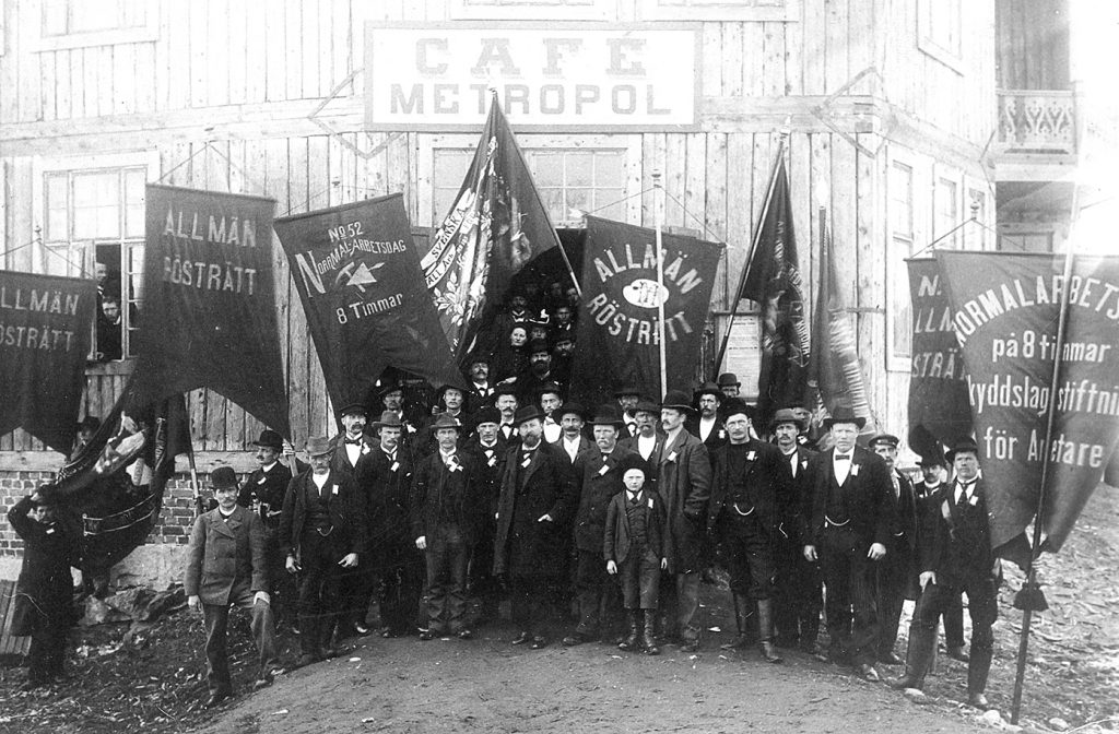 Grupp av demonstranter i Kiruna på första maj 1903.