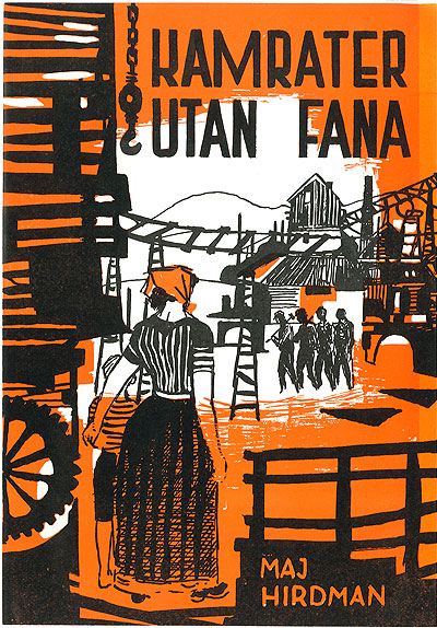 Reklamblad för romanen ”Kamrater utan fana” som utgavs 1955. Den handlar om gruvarbetare i Bergslagen under senare delen av 1800-talet.
