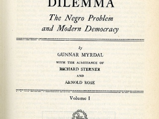 Titelsidan till Myrdals An American dilemma, vol 1.
