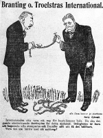 Branting o. Troelstras International. Karikatyr av Ivar Starkenberg, i tidningen Politiken den 18 maj 1917.