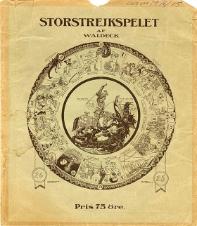 Omslaget till Storstrejkspelet av Waldeck (Thorgny Wallbeck-Hallgren, 1878-1925)