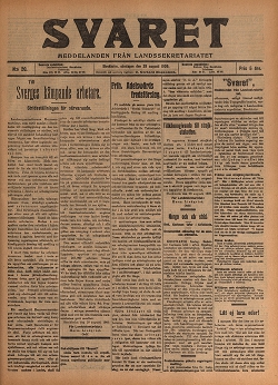 Svarets förstasida 29/8 1909